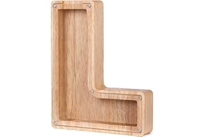 ANTTYSCAR Buchstabe Spardose Buchstabe Holz Groß, A-Z Buchstaben Spardose Hölzerne Sparbüchsen Alphabet Münze Bank Münze Geld Bank für Erwachsene Kinde（L）