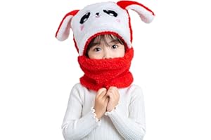 Rayson Invierno Niña Sombrero y Bufandas Niños Gorra Otoño Cálido y Adorable Sombrero De Conejo De Peluche