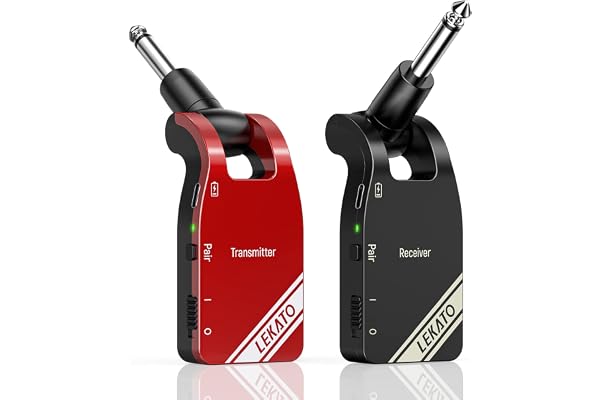 Système de guitare sans fil LEKATO, émetteur-récepteur audio numérique 2,4 GHz, batterie intégrée rechargeable au lithium, pour basse électrique Rouge