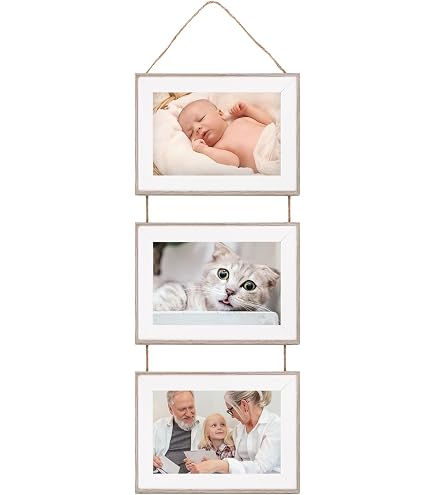 Cornice portafoto multipla personalizzata in rovere massello con cinque aperture, regalo con foto di famiglia incisa. - Italia