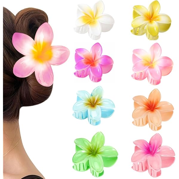 8 Große Blumen-Haarspangen Set – Rutschfest, Für Dickes Haar, 8 Farben