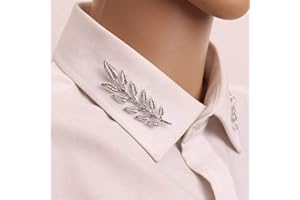 TseenYi Spilla a forma di foglia, in argento, alla moda, per colletto e vestiti, idea regalo per uomini e donne (2 pezzi), Strass