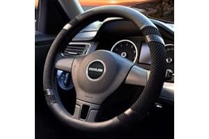 ‎LIFETOOLER Lifetooler Auto Lenkradbezug Leder Ice Silk Universal 38cm(15") Lenkradhülle Atmungsaktiver Anti Rutsch Steering Wheel Cover für Auto Van Truck SUV (schwarz)