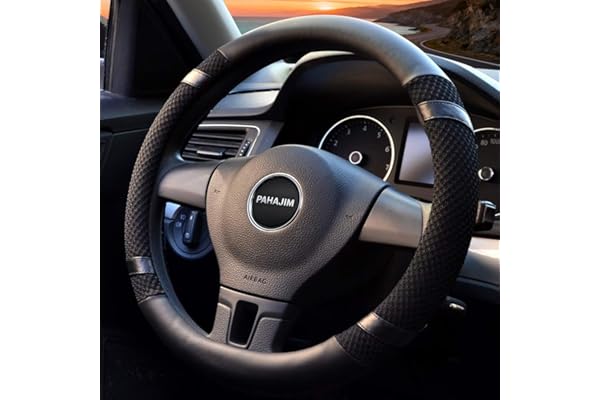 Lifetooler Couvre Volant en Microfibre Cuir Souple Ice Silk Housse Volant Voiture Universal 38cm (15 ") Antidérapant Respirant Caches de Volant pour Voiture Van Truck SUV (Noir)