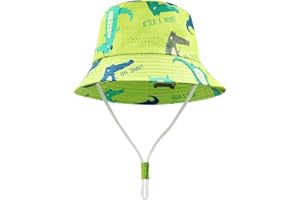 FenFang Cappello da Sole Bambino Bambina a Tesa Larga, Berretto Pescatore Neonato Estivo, Cotone Bucket Hat, Fisherman cap da Cartone Dinosauro Spiaggia 1 2 3 4-8 Anni