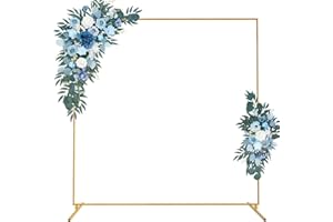 SHINOSKE Kit de Arco de Globo Cuadrado de Metal 2m x 2m, Arco de Globo Soporte de Globo Arco de Boda Decoración de Globo para Boda cumpleaños graduación fotografía (Oro)