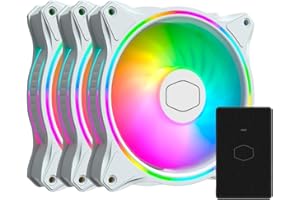 Cooler Master MasterFan 3en1 MF120 Halo Edición Blanca ARGB: Ventilador de Caja y Refrigerador, Doble Anillo Iluminación ARGB, Aspa Híbrida, Sensor Protección, Amortiguador Vibración, con Controlador