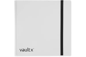 Vault X 12 Pocket Trading Card Strap Binder, 480 cards, Standard, 20 Side-Loading Pages, Folder for Collectible Card Games, Sports, TCG (White)