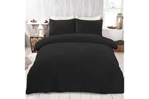 WONGS BEDDING Funda Nórdica Negra Funda Nórdica Reversible De Forro Polar Ropa De Cama De Microfibra Suave con 2 Fundas De Almohada 200x200cm