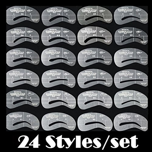 24 Stück Augenbrauen Schablone, Eyebrows Grooming Stencil Kit , Augenbraue Pflege Gestaltung Vorlage, CIDBEST® Make-up Schönheit Werkzeug , Shaping Vorlagen DIY Tools, Augenbrauen Form Schablonen Stencil Template - 2