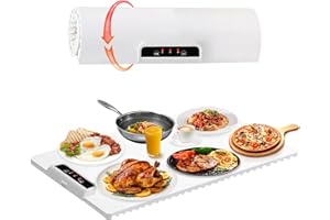 VEFACION Warmhalteplatte Elektrisch Ganzflächige Erwärmung Speisenwärmer 60-100℃ Einstellbare konstante Temperatur Faltbare Silikon Wärmeplatte für Buffet Party Familie Warm Halten oder Auftauen