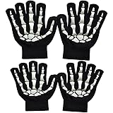 MELOP Unisex handskar skalle ben mönstrad för kostym halloween vinter stickade varma handskar utomhus cykelhandskar