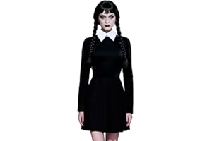 LUYANA Halloween Costumes for Adult Women Peter Pan Collar A Line Fit and Flare Skater Casual Dress