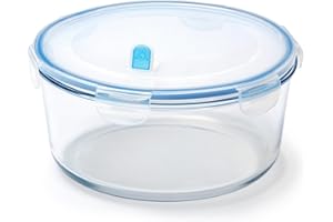 NUTRIUPS - Recipientes herméticos grandes de vidrio de 2.8L para almacenamiento de alimentos con tapas, juego redondo de almacenamiento de alimentos, sin BPA, para preparación de comidas, viajes