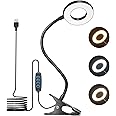 Bonlux LED Clip on Reading Light for Beds Dimmable, Flexible Bed USB Clip Light, 10 Brightness Levels 3 Color Temperatures, Eye-Care Bedside Clamp Desk Lamp Book Light for Reading in Bed (Black)
