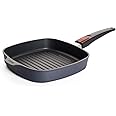 Woll Diamond Lite Square Grill Pan with Grooves Induction 28 x 28 cm 4 cm High with Removable Handle Suitable for All Hobs Cast Aluminium Non-Stick Coating Oven Safe