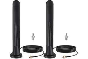 RJLLKD 2 Pezzi Antenna 5G LTE 12DBI 600-6000 MHz, Universale Antenna di Rete Omnidirezionale con Base Magnetica Cavo da 3M Connettore SMA TS9 per Router Interno/Esterno 3G/4G/5G/GSM/GPRS/LTE/WiFi