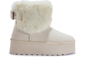 sole london LADIES WOMENS LOW ANKLE WARM SNUGG COMFY FAUX FUR SLIP ON PLATFORM BOOTS SHOES