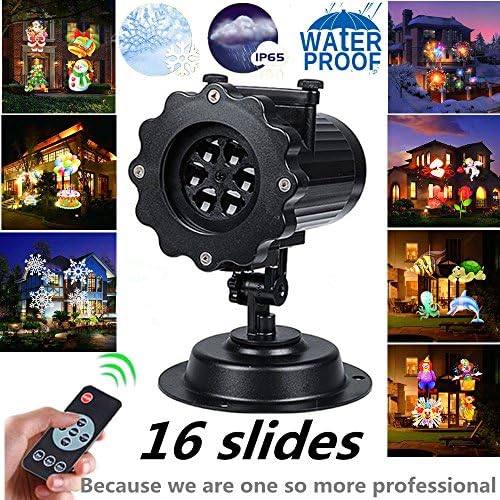 Christmas Party Holiday Projector Light LED Landscape 16 Slideshow Dynamic Lighting Show Highlights Spotlight Birthday Easter Wedding Decoration Multifunctional RF Remote Control