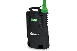Ribimex Pompa Sommersa per Acque Scure con Particelle fino a 35 mm, 750W, Portata 13.500L/h, Profondità Max 7 m, Prevalenza 8 m, Galleggiante Integrato, Modalità Manuale/Automatica - PRPVC753AS