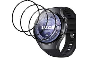 GEEMEE für Panzerglas Schutzfolie für Huawei Watch 5 46mm, 3 Stück Flexible Schutzfolie HD Folie Anti-Bubble Einfache InstallationNass Angewendet Displayschutzfolie (schwarz)