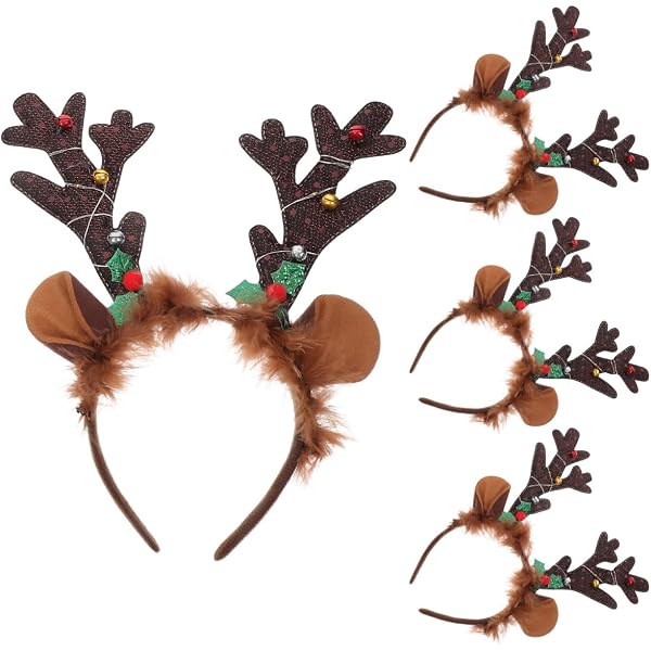 Amosfun Geweih Haarreif Metall Roségold Hirschgeweih Stirnband Glitzer Geweih Rentier Kostüm Haarschmuck Weihnachten Party Festival Cosplay Kopfschmuck Foto Requisiten Weihnachtsschmuck