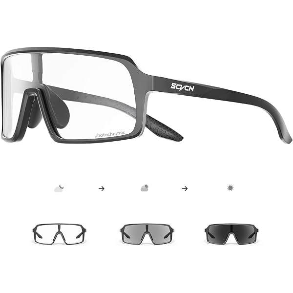 Lunettes De Cyclisme Photochromiques KAPVOE - Protection UV400 - Monture TR90 Léger - Confortables