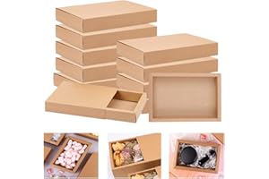 THATSRAD 12 PCS Boîtes à Tiroirs en Papier Kraft 20*15*3.5cm avec Couvercle Petite Boîte de Cadeau pour Bonbon Boîtes en Carton Kraft à Plier pour Sucrerie