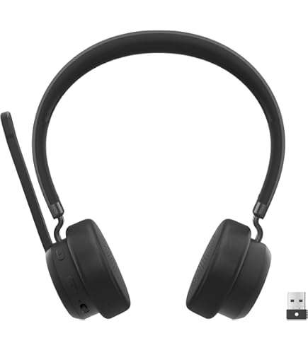 Yealink BH70 Draadloze Bluetooth-headset met standaard, met microfoon voor werk, tot 35 uur sprekende batterijduur, 3 ruisonderdrukkende microfoons, teamgecertificeerd, ≤90 min snel opladen, geen