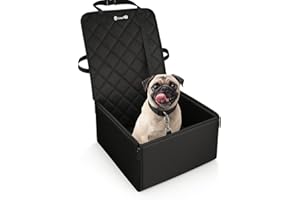 JUST PET ZONE PETZANA Dog Car Seat 2 IN 1 - Travel Accessories Front Cars Seats Cover for Dogs , Small to medium sized Pet - Car Seat covers & Protector waterproof foldable with Safety Seat Belt for Safe Happy Ride