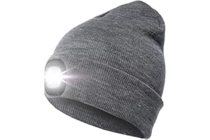 enjoydeal USB Rechargeable Beanie Hat Lighted Knit Hat Hands Free 4 LED Beanie Cap for Camping Grilling Running Walking