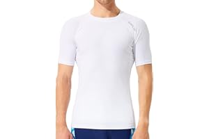 SURFEASY Maillot de Compression Manches Courtes Homme Rashguards pour Natation Surf, Séchage Rapide T-Shirt