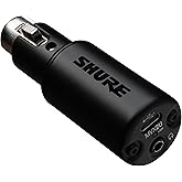 Shure MVX2U XLR-auf-USB-Digitalinterface mit Kopfhörerbuchse, integriertem Vorverstärker mit 60dB Verstärkungsregelung, Zero-