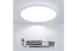 Comely Plafonnier LED Extra-Plat 30cm, Blanc 6500K 24W IP44, Pour Salle de Bain Humide/Balcon/Garage