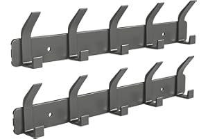 Sarsumir 2 Pack Coat Hooks Over Door Hanger Wall Mounted with 5 Hooks Door Hooks for Front Bedroom Coats Jackets Purses Bags Clothes Towels Coat Rack, Light Grey