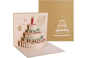 CHUTORAL 3D Pop Up Grußkarten Geburtstag, Geburtstagskarte mit Schönen Papier-Cut und Umschlag, Geschenk für Ihre Familie, Freunde und Liebhaber Special (Gold)