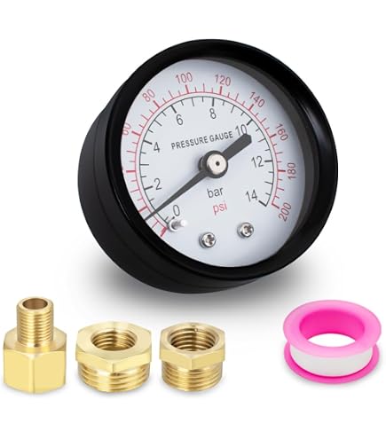 Manomètre Eau Et Air Comprimé 0-4 Bar - Raccord Laiton BSP 1/4" - Cadran Clair 2 Pouces - UHARBOUR - 9