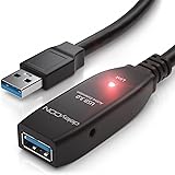 deleyCON 5m Câble D'extension USB 3.0 Actif Répéteur inclus avec Amplification du Signal 5 GBit/s USB-A Mâle vers USB-A Femel