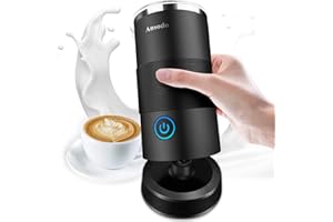 ANSODO Montalatte Elettrico Schiumatore 5 in 1 Automatico 600W 240ml Schiuma Calda/Fredda Cappuccinatore per Cappuccino Macchiato Caffè Latte e Cioccolata Calda (Nero)