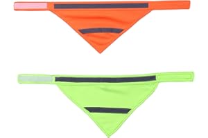 AWOCAN Lot de 2 écharpes triangulaires réfléchissantes pour animaux de compagnie Jaune fluo Orange Pour promener la nuit Sécurité pour chats et chiens (M)