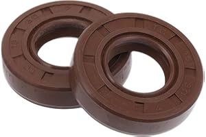 VekAuto Universal Oil Seal TC Double Lip W Steel Spring Seal Ring Rotary Shaft Seal 15x30x7mm High Pressure FKM Rubber Brown 2 Pcs