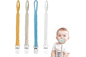 IOPYKKOA Schnullerkette Baumwolle Schnullerband Mädchen und Jungs Schnullerketten Clips für Lätzchen Dreieckstuch Sauger 4 Stücke weiß