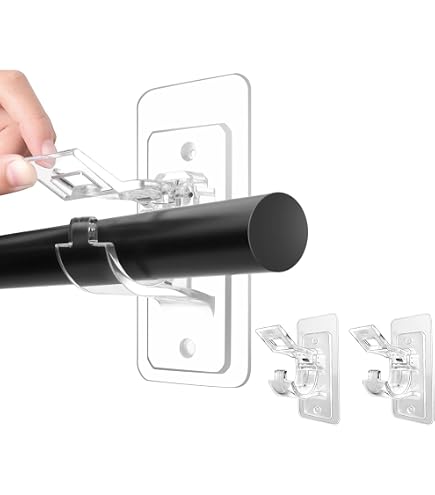 2 Supports Tringle à Rideau Auto-Adhésifs Transparents - Sans Perçage, Porte-Serviettes