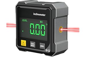 LEEWENYAN Digital Angle Finder with Laser, Digital Level Box & Inclinometer, 4-Side Magnetic Digital Angle Gauge, IP54 Waterproof LCD Display for Woodworking Carpentry DIY Projects