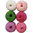 JEFFY Baby Soft Combo (150 Gram/6 Pcs) One Ball 25 Gram 4 Ply Wool Ball Hand Knitting Wool/Art Craft Soft Fingering Crochet Hook Yarn, Needle Knitting Yarn Thread .2, Multi