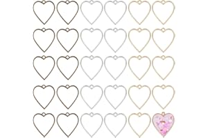 OLYCRAFT 30pcs Coeur Ouvert Lunette Charms 3 Couleurs Alliage Cadre Pendentifs Couleurs Résistant Creux Cadres en Résine avec Boucle pour la Fabrication de Bijoux en Résine