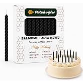 Petekoğlu Siyah Balmumu Mum El Yapımı K&uuml;&ccedil;&uuml;k Boy Doğum G&uuml;n&uuml; ve Pasta Mumu 12'li 6,5 cm