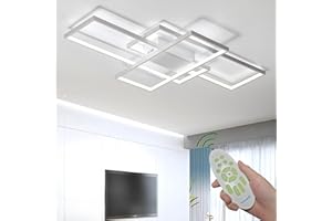 Deevin Plafoniera A LED Soggiorno Dimmerabile Soffitto Lamp Moderno Quadrato Designer Lampada A Sospensione Con Telecomando Cucina Sala Da Pranzo Ufficio Scala Soggiorno Lampadari,Bianca,110x60x6.5cm