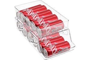 Seahelms Porte Boisson Frigo 2 Etages Roulantes Rangement Canette Frigo Distributeur de Canette pour Frigo Organisateur de Frigo pour 9 Canettes 330ml/11oz Boisson, Bouteille D’Eau, Soda, BièRe