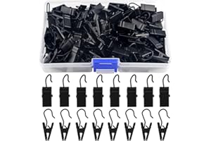 WMYCONGCONG 100 Stück Gardinenclips, Vorhanghaken, Clips zum Aufhängen von Lichterketten, Weihnachtsdekoration für Höfe, Kunsthandwerk, Ausstellungsstücke, Schwarz